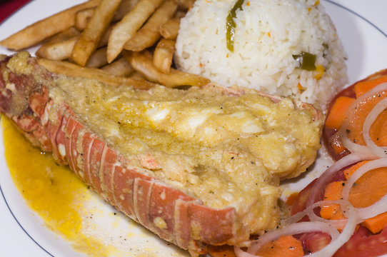 caribbean style lobster tail dinner plate