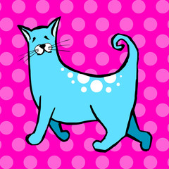 Cute cat on pink background