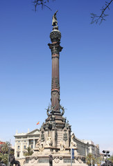 Fototapeta na wymiar Statue Christopher Columbus city Barcelona