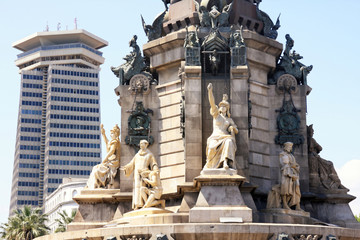Statue Christopher Columbus city Barcelona