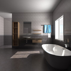 Naklejka na ściany i meble 3d rendering interior of a bathroom