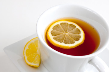 Inviting hot tea with lemon