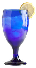 Frosty cold glass of iced water with lemon