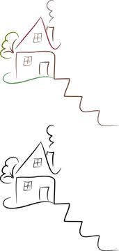 Zeichnung eines Hauses für Logo, Design, Web, ...