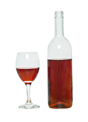 Wine bottle and goblet