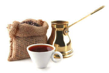 coffee cup with bag and turkish