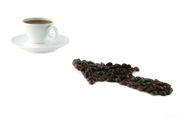 coffee arrow point to cup