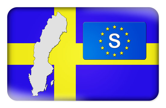 3D-Button Europäische Union - Schweden