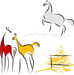 Two foals and a racehorse