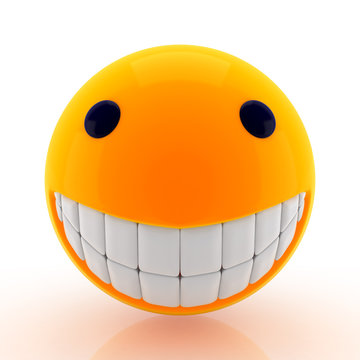Render emotion 3D. Smiling with teeth