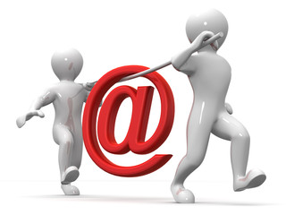 Two men with symbol for mail