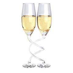 two twisted champagne glass