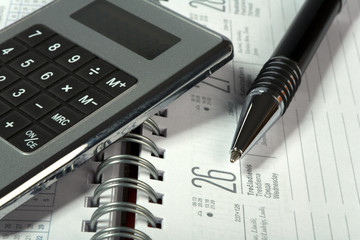 composition  with pen and office accessories