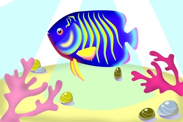 Obraz na płótnie Canvas fish with coral reef illustration