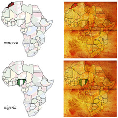 morocco&nigeria on africa map