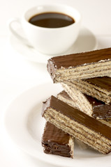 Chocolate wafer and coffee