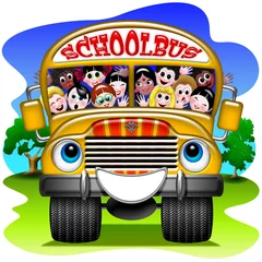 Selbstklebende Fototapete Zeichnung Scuola Bus-Schule Bus-Autobus Schule - 3