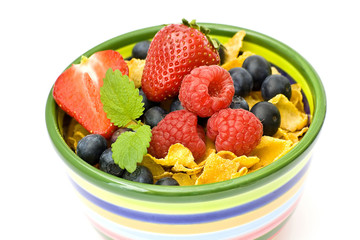 corn flakes with fresh fruits