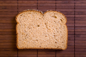 Slice of fresh wholemeal bread.