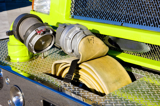 fire engine's detail - hose, Miami, Florida, USA