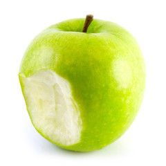The bitten off green apple