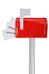Mailbox with flag and envelopes