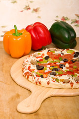 Fresh italian pizza and vegetables