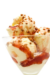 vanilla ice cream on white background