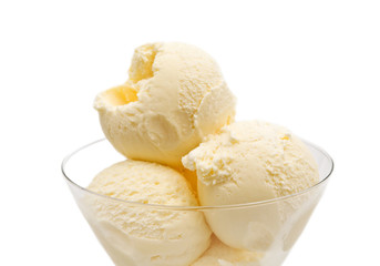 vanilla ice cream on white background