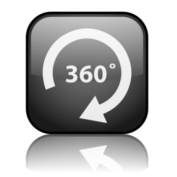 Square vector button with 360 degree symbol (black)