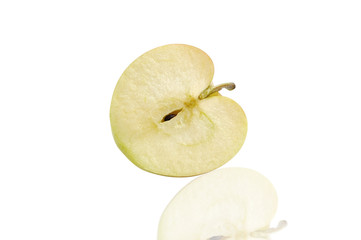 Cut ripe apple isolated over white with clipping path.