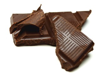 Delicious closeup of chocolate on white background