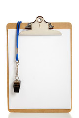 Blank Clipboard and Coaches whistle - 16397541