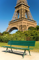Bench near the Eiffel Tower