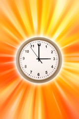 Clock on brightly colored background