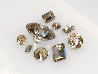 Set of three beautiful champaign diamond stones