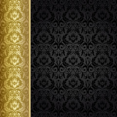 Background with gold flowers and leaves