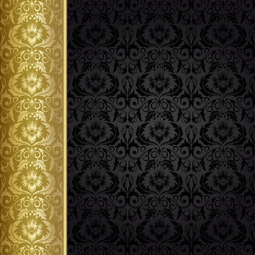 Background with gold flowers and leaves