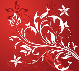 red floral background