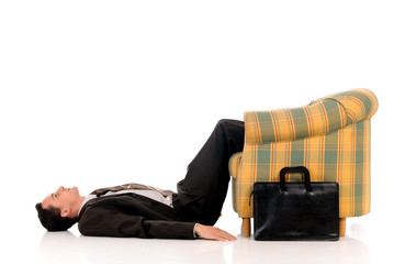 Businessman meditating yoga