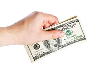 isolated hand with money