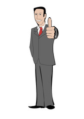 Fototapeta premium Businessman in suit shows thumb up