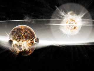 Sun and Planet Explosion -  Earth Apocalypse