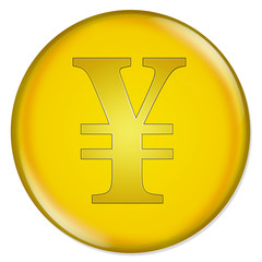 3D-Gold-Button mit Währungsymbol 