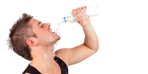 man drinking water