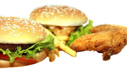 delicious cheeseburger with french fries