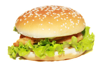 Tasty hamburger isolated on white background