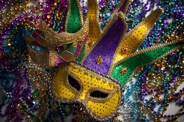 Foto op Canvas Mardi Gras Mask and Beads © Michael Flippo