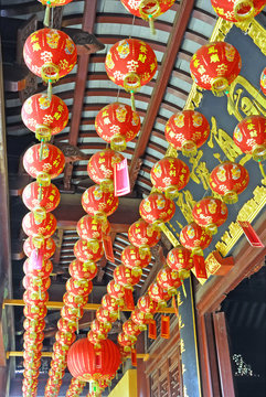 China, Shanghai  Zhujiajiao Yuanjin temple lanterns