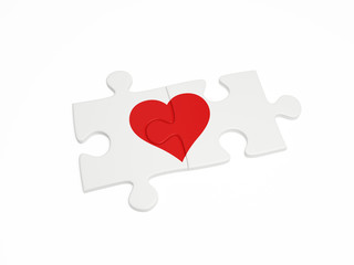puzzle parts with heart